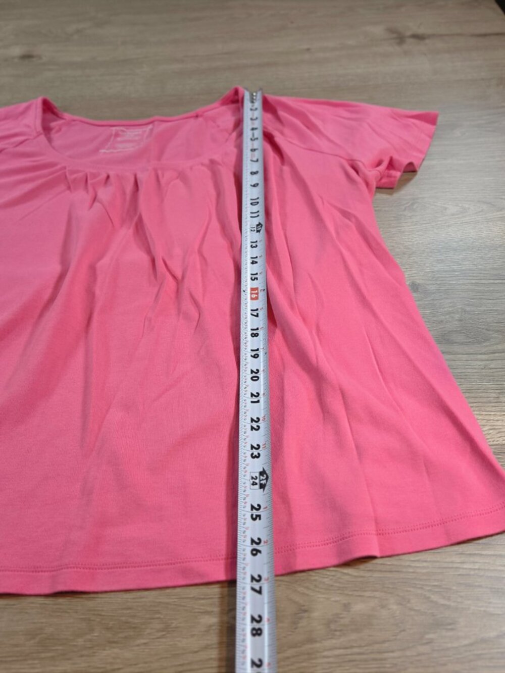 Lane Bryant Pink Supima Cotton Pleated Neck Short Sleeve Tee Shirt Size 26/28 - Picture 7 of 8